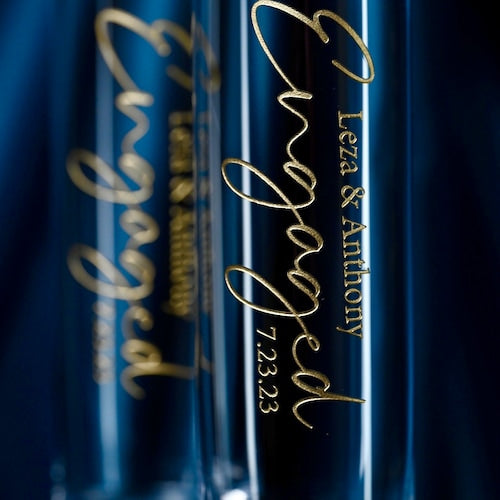 Engaged Modern Toasting Flutes – Personalized Gift