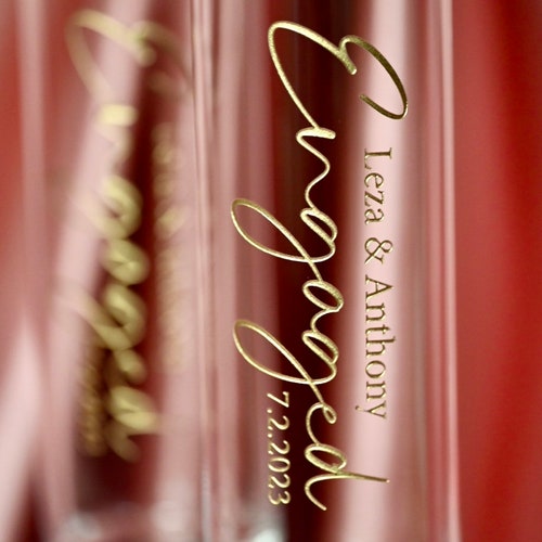 Engaged Modern Toasting Flutes – Personalized Gift