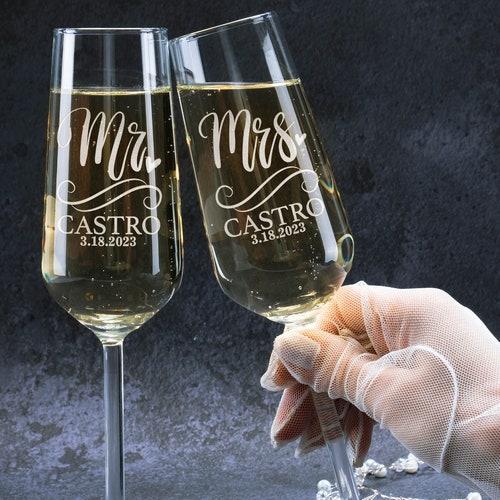 Engraved Wedding Champagne Flutes