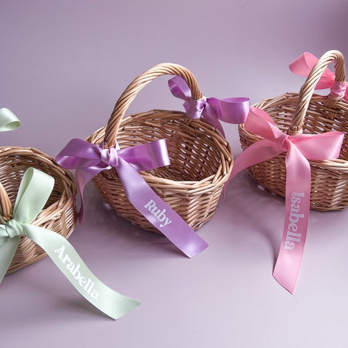 Personalized Flower Girl Basket with Biodegradable Petal Confetti