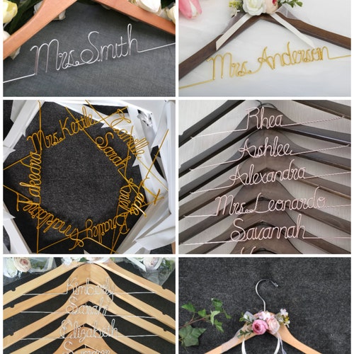 Personalized Bridesmaid & Bride Wedding Hanger – Custom Name Bridal Shower or Bachelorette Gift
