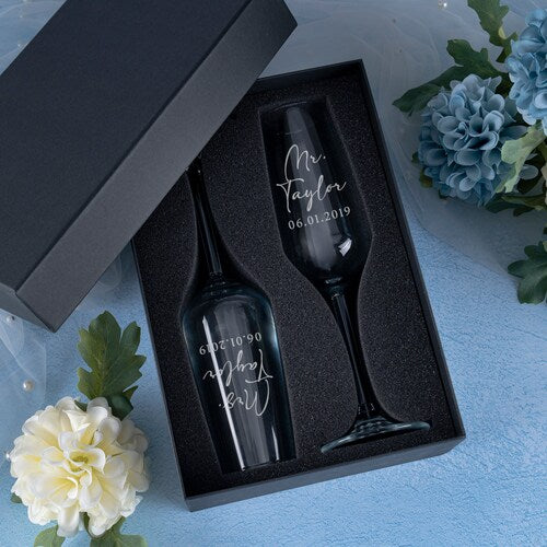 Engraved Wedding Champagne Flutes