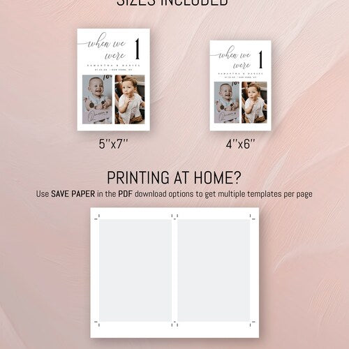 Photo Table Numbers Wedding Template – Minimalist Childhood Ages Design (Editable)