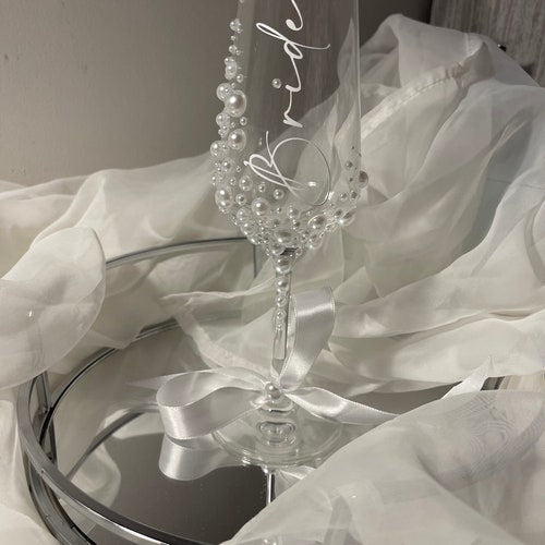 Personalized Pearl Crystal Champagne Flute