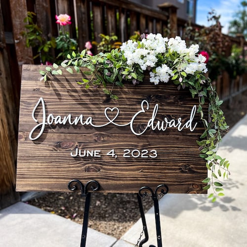 Personalized 3D Wedding Welcome Sign – Custom Wood Wedding Sign for Entrance