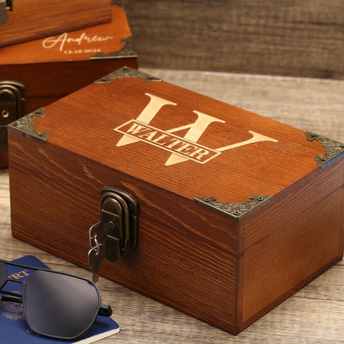 Personalized Wooden Gift Box with Lock and Key