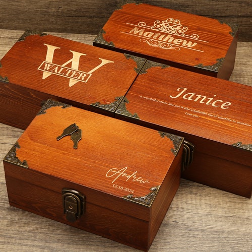 Personalized Wooden Gift Box with Lock and Key