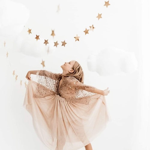 Little Chloe Boho Dress for Girls - Tulle & Sequins Vintage Dress