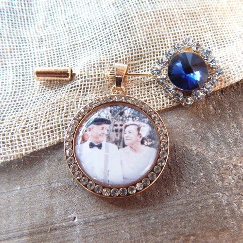 Custom "Something Blue" Photo Memory Charm for Bridal Bouquet