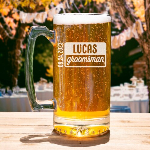 Personalized Wedding Beer Mug for Groomsmen