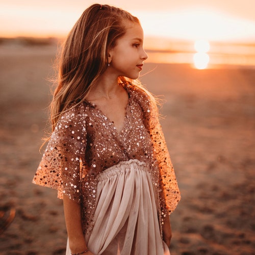 Little Chloe Boho Dress for Girls - Tulle & Sequins Vintage Dress