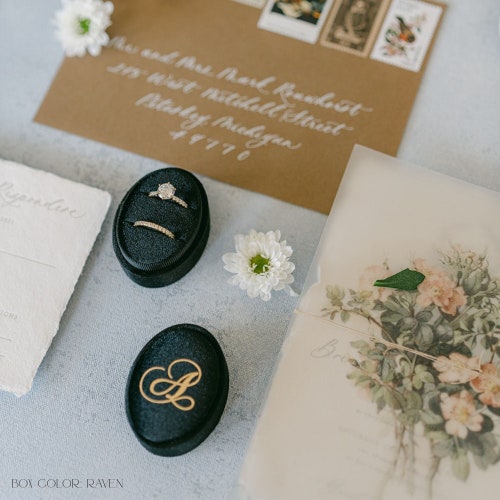 Custom Velvet Heirloom Ring Box – Personalized Engagement & Wedding Ring Box, Triple Slot, Double Slot, or Single Slot