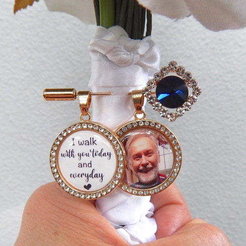 Custom "Something Blue" Photo Memory Charm for Bridal Bouquet