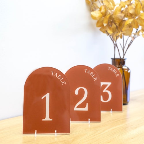 Arched Acrylic Wedding Table Numbers