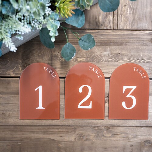 Arched Acrylic Wedding Table Numbers