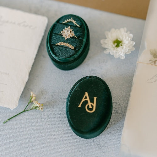 Custom Velvet Ring Box | Personalized Wedding Ring Box | Single, Double, or Triple Slot | Elegant Heirloom Design