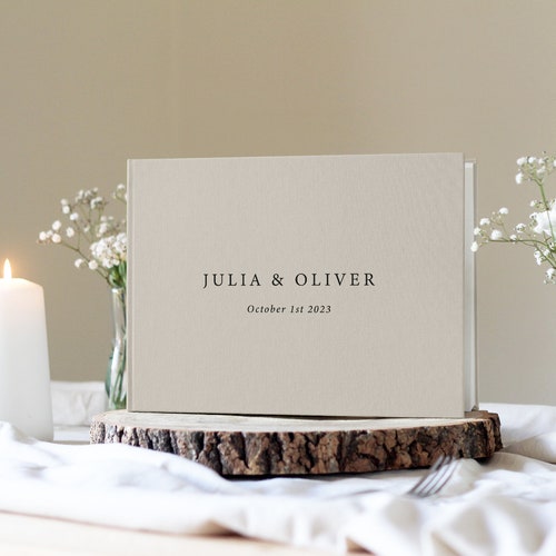 Personalized Linen Wedding Guest Book