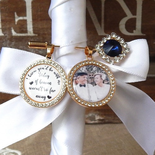 Custom "Something Blue" Photo Memory Charm for Bridal Bouquet