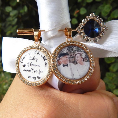 Custom "Something Blue" Photo Memory Charm for Bridal Bouquet