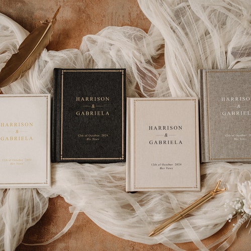 Personalized Wedding Vow Book Set – 2 Vow Books & Luxury Speech Notebook