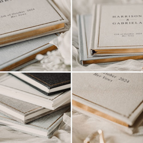 Personalized Wedding Vow Book Set – 2 Vow Books & Luxury Speech Notebook