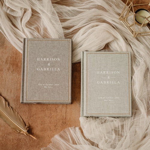 Personalized Wedding Vow Book Set – 2 Vow Books & Luxury Speech Notebook