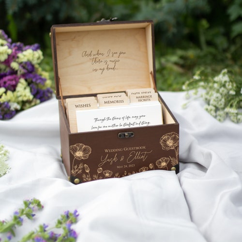 Personalized Wooden Wedding Guest Book with Advice Dividers