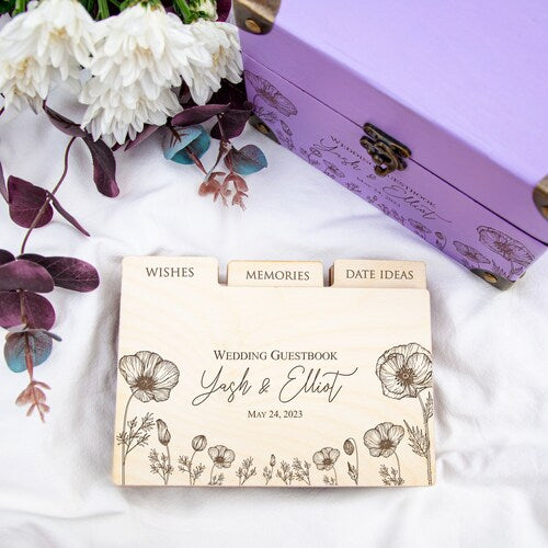 Personalized Wooden Wedding Guest Book with Advice Dividers