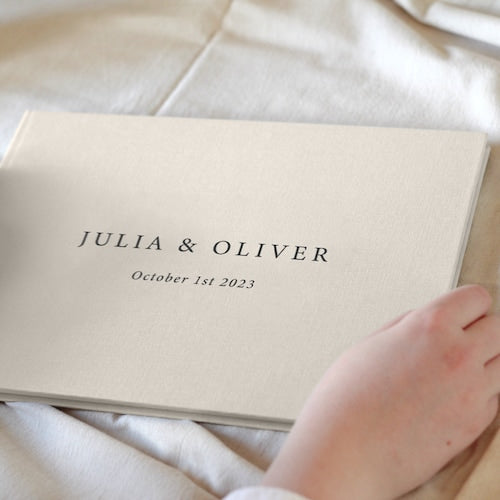 Personalized Linen Wedding Guest Book