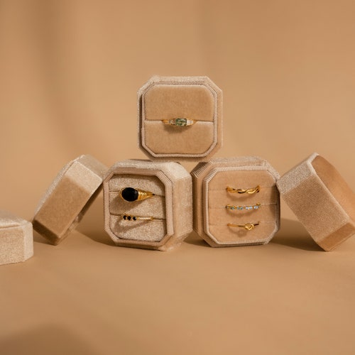 Velvet Ring Box | 1, 2, or 3 Slot Engagement Ring Box | Proposal & Gift Box