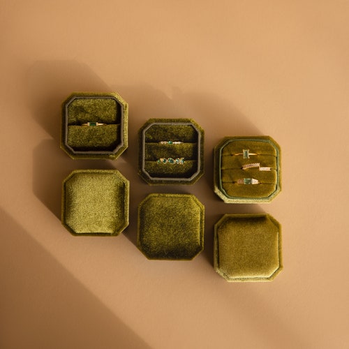 Velvet Ring Box | 1, 2, or 3 Slot Engagement Ring Box | Proposal & Gift Box