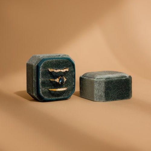Velvet Ring Box | 1, 2, or 3 Slot Engagement Ring Box | Proposal & Gift Box