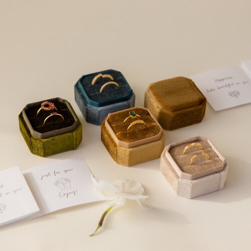 Velvet Ring Box | 1, 2, or 3 Slot Engagement Ring Box | Proposal & Gift Box