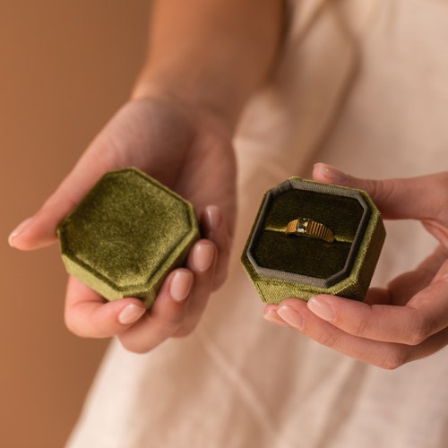 Velvet Ring Box | 1, 2, or 3 Slot Engagement Ring Box | Proposal & Gift Box