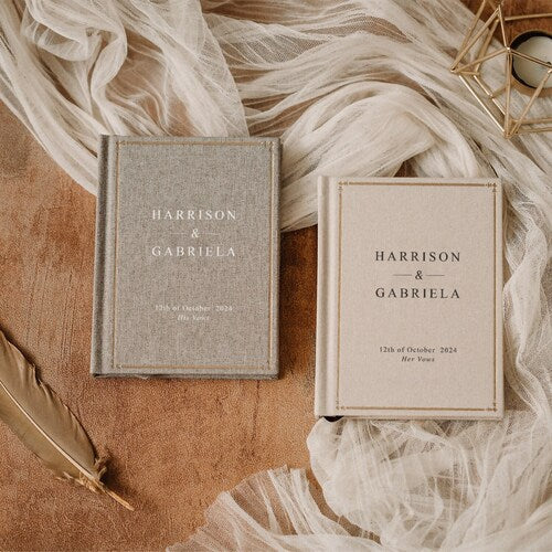 Personalized Wedding Vow Book Set – 2 Vow Books & Luxury Speech Notebook