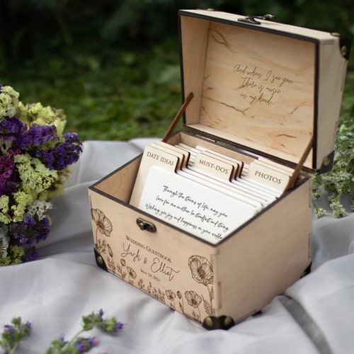 Personalized Wooden Wedding Guest Book with Advice Dividers