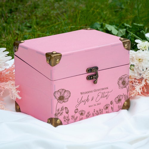 Personalized Wooden Wedding Guest Book with Advice Dividers