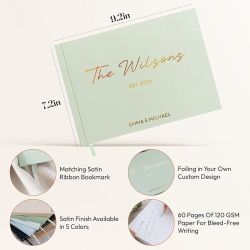 Personalized Wedding Guest Book with Custom Foil Design