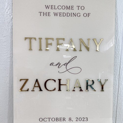 3D Acrylic Mirror Wedding Welcome Sign