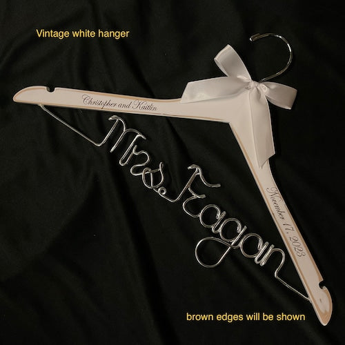 Personalized Wedding Dress Hanger with Silver Wire Name