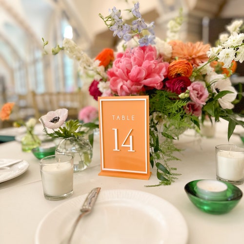 Acrylic Floral Wedding Table Numbers with Stands