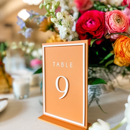 Acrylic Floral Wedding Table Numbers with Stands