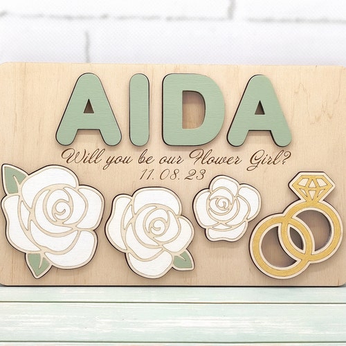 Personalized Ring Bearer Proposal Gift - "Will You Be Our Ring Security?" Wooden Puzzle