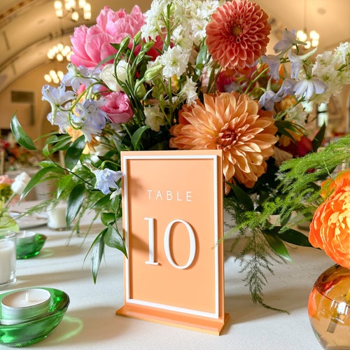Acrylic Floral Wedding Table Numbers with Stands
