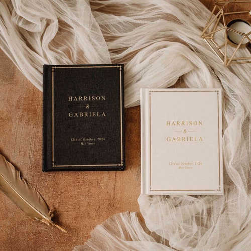 Personalized Wedding Vow Book Set – 2 Vow Books & Luxury Speech Notebook