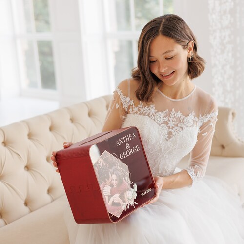 Personalized Wedding Card Box with Slot