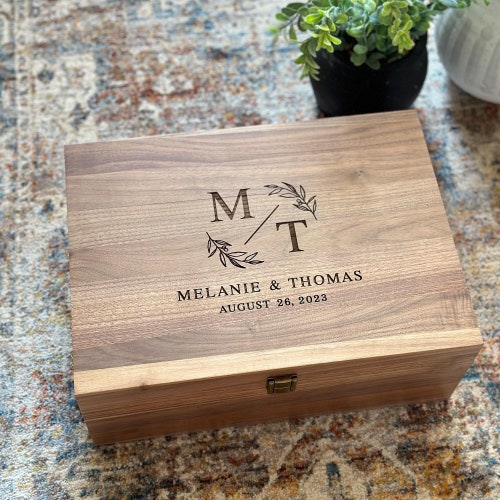 Personalized Walnut Wedding Keepsake Box