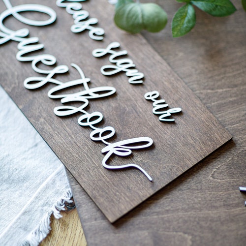 3D Wooden Guest Book Alternative with Connecting Heart Design