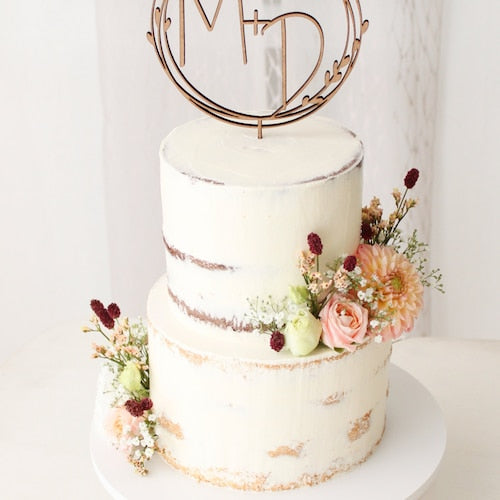 Gold Monogram Cake Topper – Personalized Custom Initials