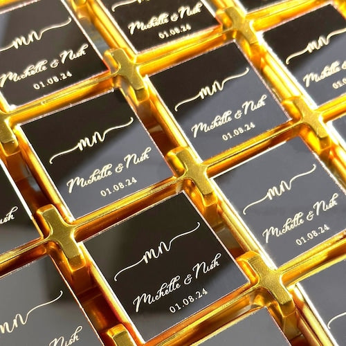 50 Rose Plexiglass Wedding Chocolate Favors